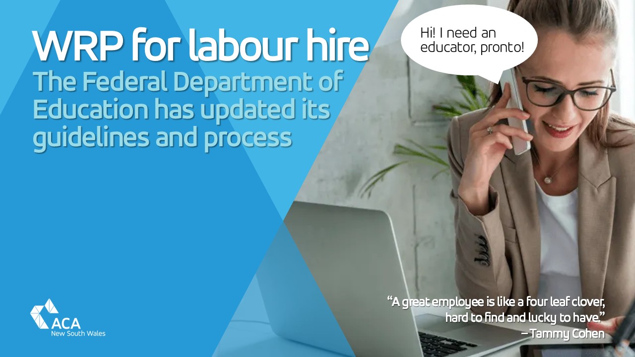 Worker Retention Payments (WRP) for educators via Labour Hire Agencies